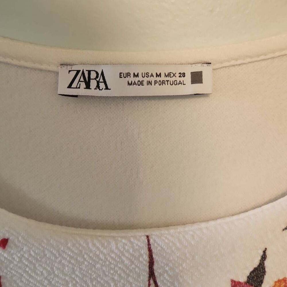 Zara size M White Floral Mini Dress - Picture 2 of 4